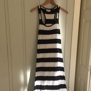 Forever 21 black and white stripe racer maxi dress